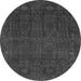 Round Machine Washable Abstract Gray Modern Rug, wshabs2805gry