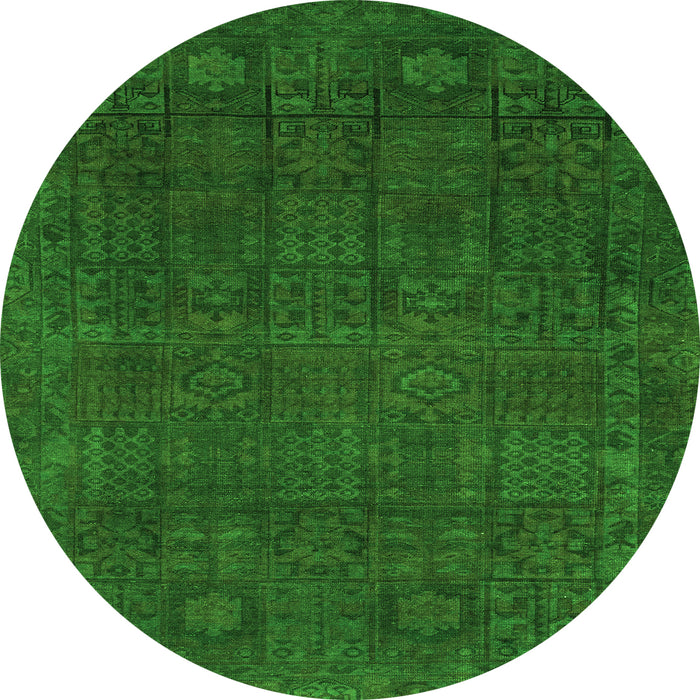 Round Machine Washable Abstract Green Modern Area Rugs, wshabs2805grn