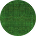 Round Machine Washable Abstract Green Modern Area Rugs, wshabs2805grn