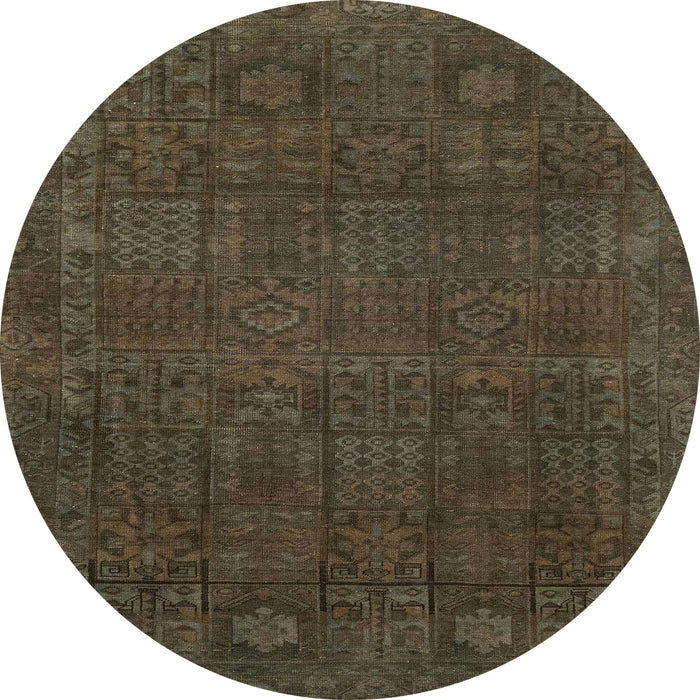 Round Machine Washable Abstract Milk Chocolate Brown Rug, wshabs2805