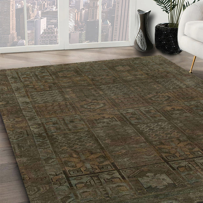 Abstract Chocolate Brown Modern Rug in Family Room, abs2805