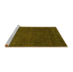 Sideview of Machine Washable Abstract Yellow Modern Rug, wshabs2805yw