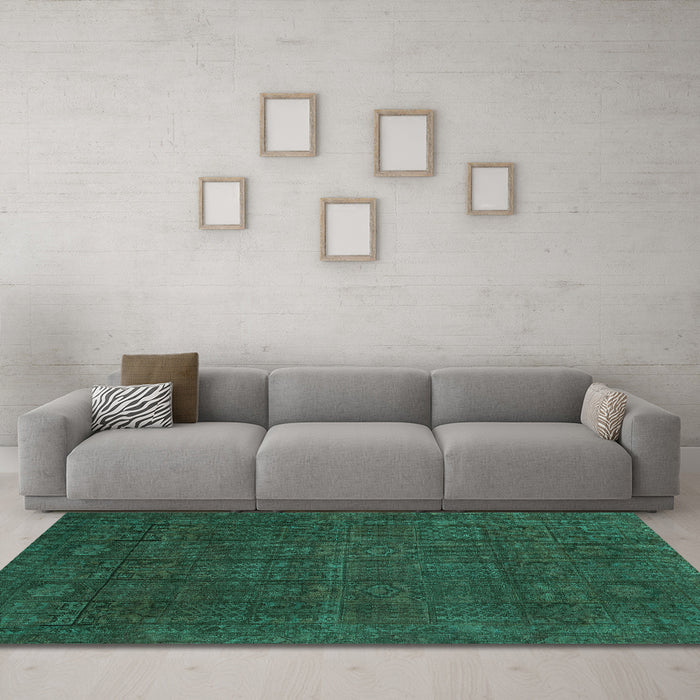 Machine Washable Abstract Turquoise Modern Area Rugs in a Living Room,, wshabs2805turq