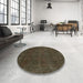 Round Abstract Chocolate Brown Modern Rug in a Office, abs2805