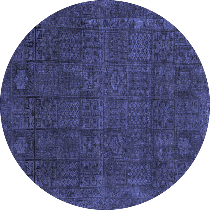 Round Abstract Blue Modern Rug, abs2805blu