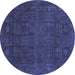 Round Abstract Blue Modern Rug, abs2805blu