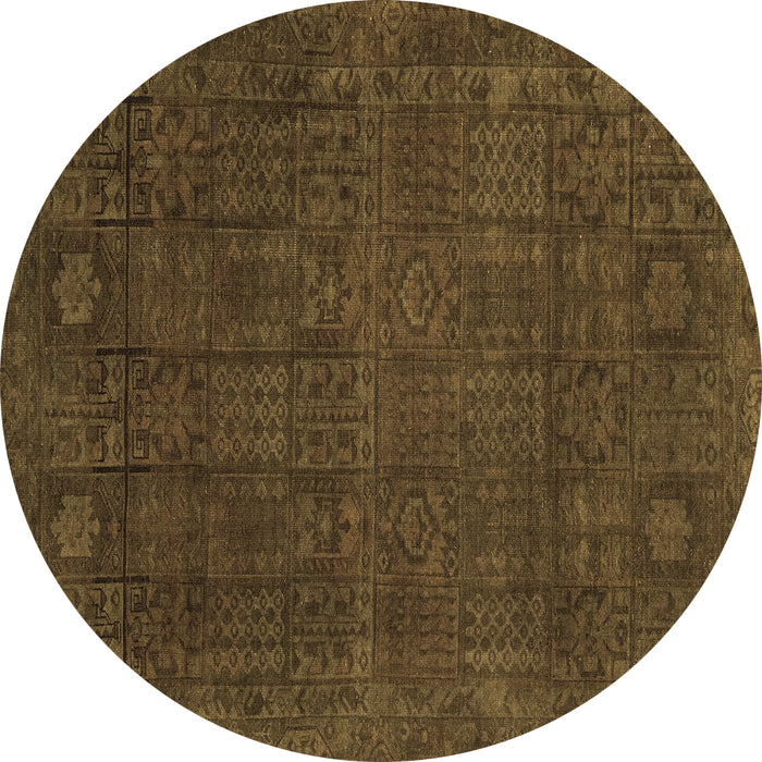 Round Abstract Brown Modern Rug, abs2805brn