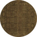 Round Abstract Brown Modern Rug, abs2805brn