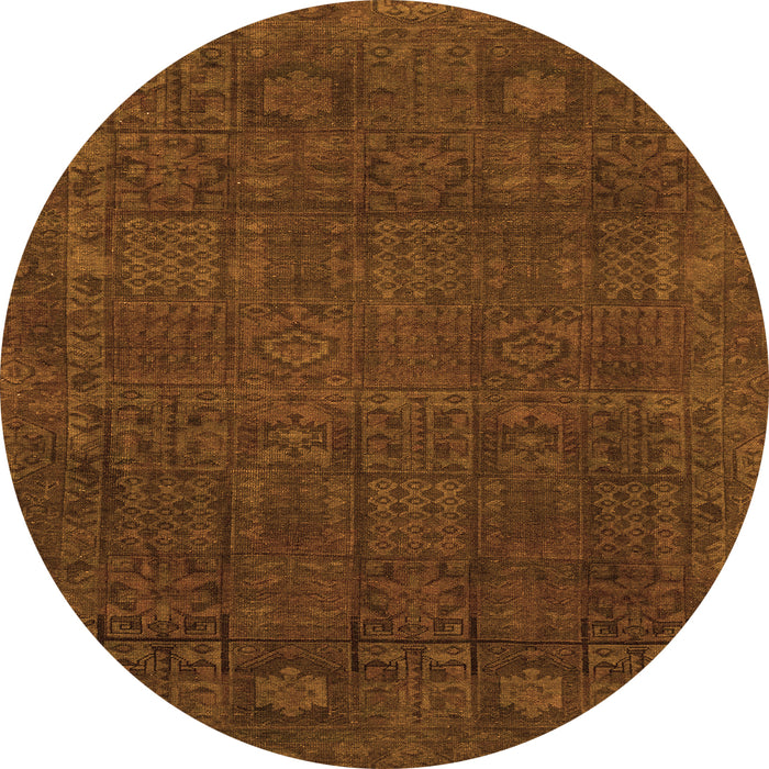 Round Machine Washable Abstract Orange Modern Area Rugs, wshabs2805org