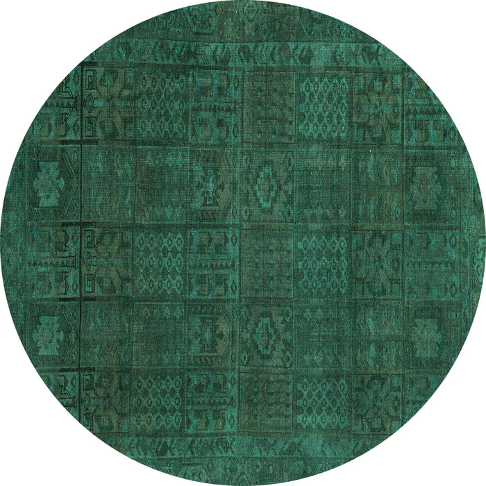 Round Abstract Turquoise Modern Rug, abs2805turq