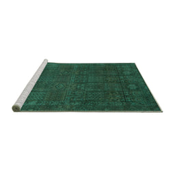 Sideview of Machine Washable Abstract Turquoise Modern Area Rugs, wshabs2805turq