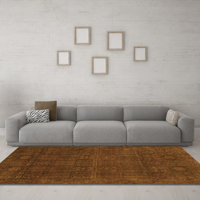 Machine Washable Abstract Orange Modern Area Rugs in a Living Room, wshabs2805org
