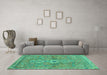 Machine Washable Abstract Turquoise Modern Area Rugs in a Living Room,, wshabs2806turq