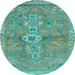 Round Machine Washable Abstract Light Blue Modern Rug, wshabs2806lblu