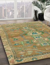 Abstract Copper Green Modern Rug, abs2806