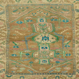 Square Machine Washable Abstract Brass Green Rug, wshabs2806