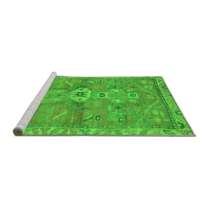 Sideview of Machine Washable Abstract Green Modern Area Rugs, wshabs2806grn