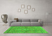 Machine Washable Abstract Green Modern Area Rugs in a Living Room,, wshabs2806grn