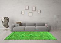 Machine Washable Abstract Green Modern Rug, wshabs2806grn