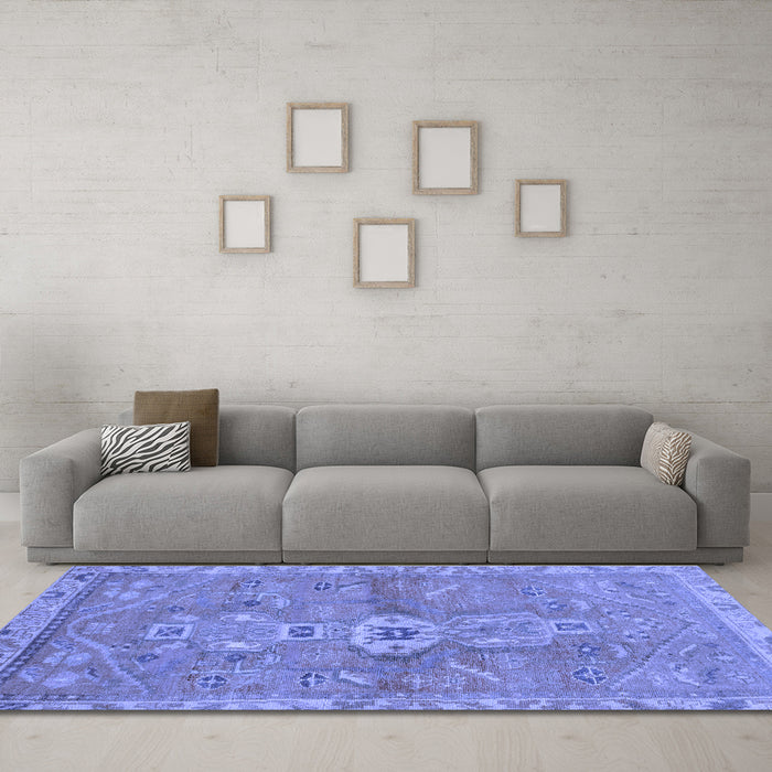 Machine Washable Abstract Blue Modern Rug in a Living Room, wshabs2806blu