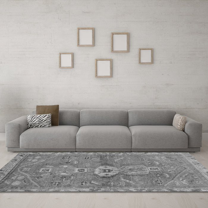 Machine Washable Abstract Gray Modern Rug in a Living Room,, wshabs2806gry