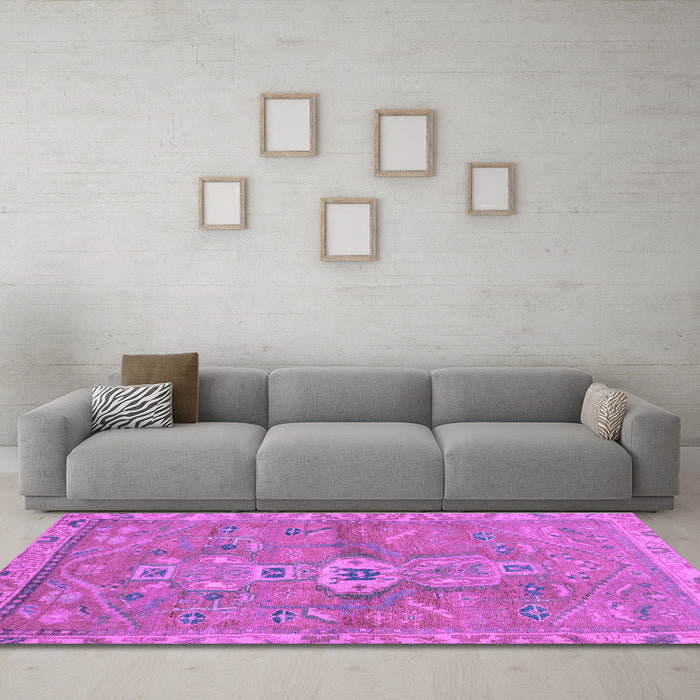Machine Washable Abstract Purple Modern Area Rugs in a Living Room, wshabs2806pur