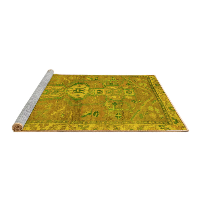 Sideview of Machine Washable Abstract Yellow Modern Rug, wshabs2806yw