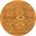 Round Abstract Orange Modern Rug, abs2806org