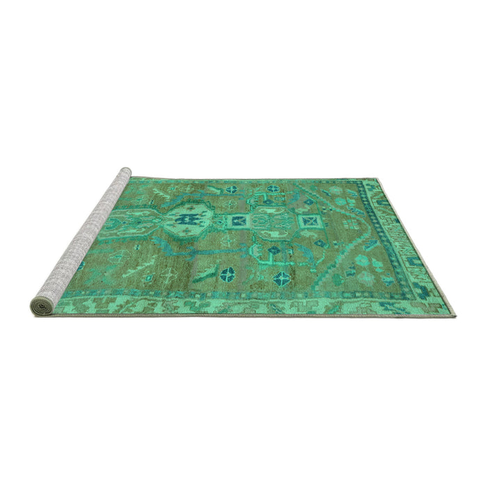 Sideview of Machine Washable Abstract Turquoise Modern Area Rugs, wshabs2806turq