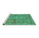 Sideview of Machine Washable Abstract Turquoise Modern Area Rugs, wshabs2806turq