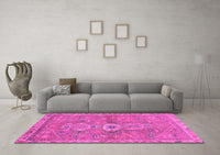 Machine Washable Abstract Pink Modern Rug, wshabs2806pnk