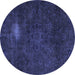 Round Machine Washable Abstract Blue Modern Rug, wshabs2807blu