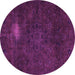 Round Machine Washable Abstract Pink Modern Rug, wshabs2807pnk