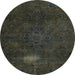 Round Abstract Army Green Modern Rug, abs2807