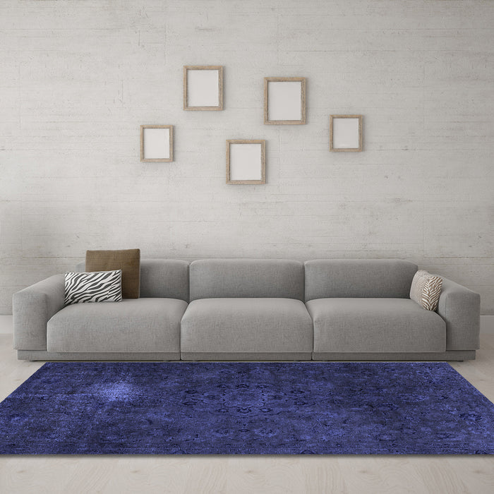 Machine Washable Abstract Blue Modern Rug in a Living Room, wshabs2807blu