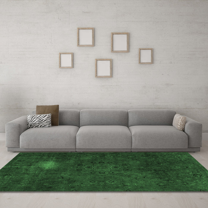 Machine Washable Abstract Emerald Green Modern Area Rugs in a Living Room,, wshabs2807emgrn