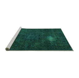 Sideview of Machine Washable Abstract Turquoise Modern Area Rugs, wshabs2807turq