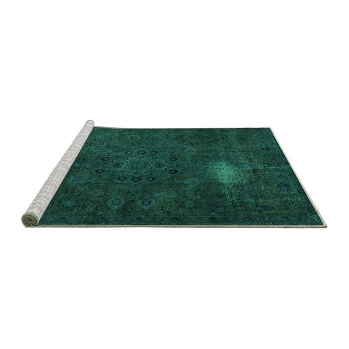 Sideview of Machine Washable Abstract Turquoise Modern Area Rugs, wshabs2807turq