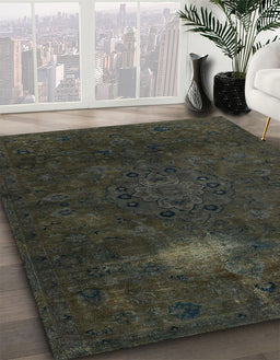 Machine Washable Abstract Army Green Rug in a Family Room, wshabs2807