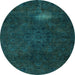 Round Machine Washable Abstract Light Blue Modern Rug, wshabs2807lblu