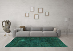 Machine Washable Abstract Turquoise Modern Area Rugs in a Living Room,, wshabs2807turq