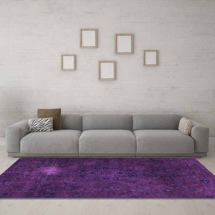 Machine Washable Abstract Purple Modern Area Rugs in a Living Room, wshabs2807pur