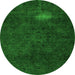 Round Abstract Green Modern Rug, abs2807grn