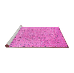 Sideview of Machine Washable Abstract Pink Modern Rug, wshabs2808pnk