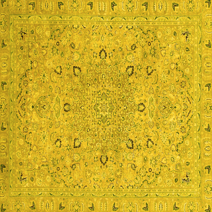 Square Abstract Yellow Modern Rug, abs2808yw