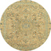 Round Abstract Chrome Gold Yellow Modern Rug, abs2808