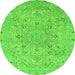 Round Machine Washable Abstract Green Modern Area Rugs, wshabs2808grn