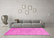 Machine Washable Abstract Pink Modern Rug in a Living Room, wshabs2808pnk