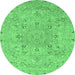 Round Abstract Emerald Green Modern Rug, abs2808emgrn