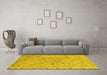 Machine Washable Abstract Yellow Modern Rug in a Living Room, wshabs2808yw